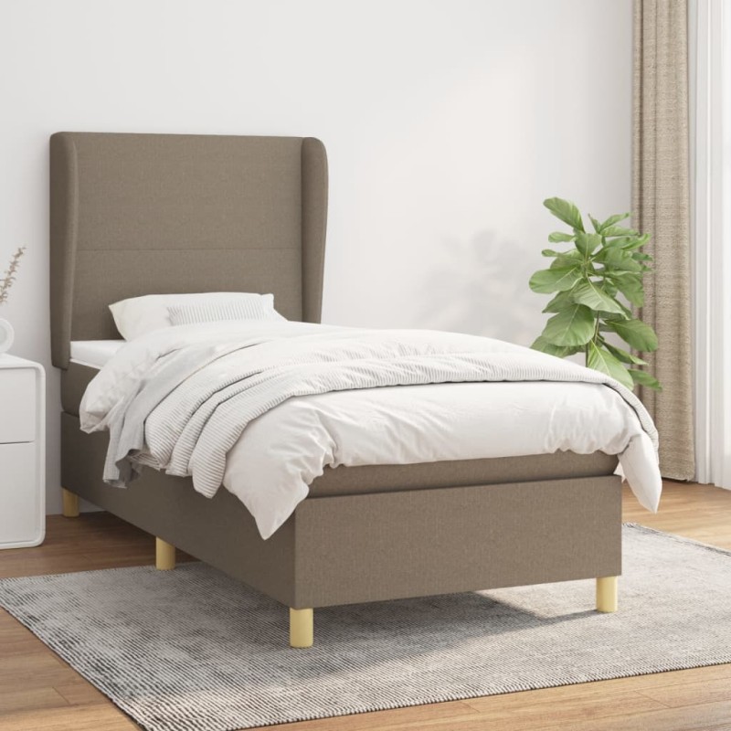 Boxspringbett mit Matratze Taupe 90x190 cm Stoff