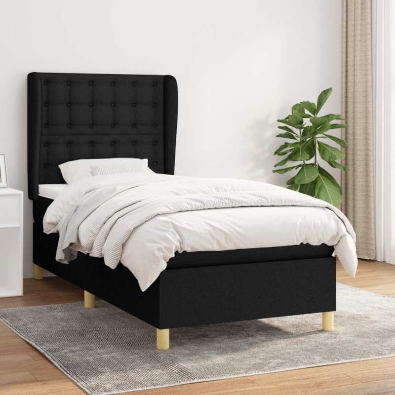 Boxspringbett mit Matratze Schwarz 90x190 cm Stoff