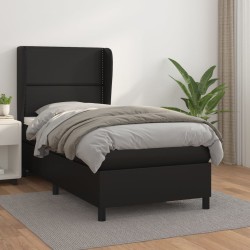 Boxspringbett mit Matratze Schwarz 80x200 cm Kunstleder