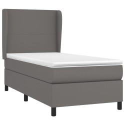 Boxspringbett mit Matratze Grau 90x190 cm Kunstleder