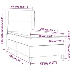 Boxspringbett mit Matratze Schwarz 90x200 cm Kunstleder