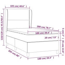 Boxspringbett mit Matratze Weiß 100x200 cm Kunstleder