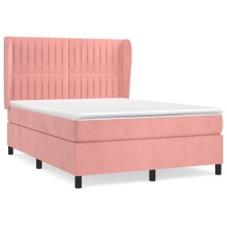 Boxspringbett mit Matratze Rosa 140x190 cm Samt