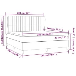 Boxspringbett mit Matratze Schwarz 180x200 cm Samt