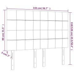 LED Kopfteil Hellgrau 144x5x118/128 cm Samt