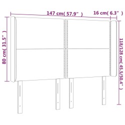 LED Kopfteil Hellgrau 147x16x118/128 cm Stoff