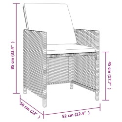 5-tlg. Garten-Essgruppe mit Kissen Poly Rattan Schwarz