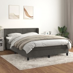 Boxspringbett mit Matratze Dunkelgrau 140x200 cm Samt