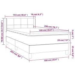 Boxspringbett mit Matratze Dunkelblau 100x200 cm Samt