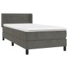 Boxspringbett mit Matratze Dunkelgrau 90x200 cm Samt