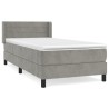 Boxspringbett mit Matratze Hellgrau 90x190 cm Samt