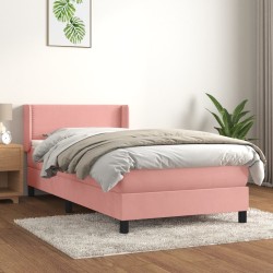 Boxspringbett mit Matratze Rosa 90x200 cm Samt