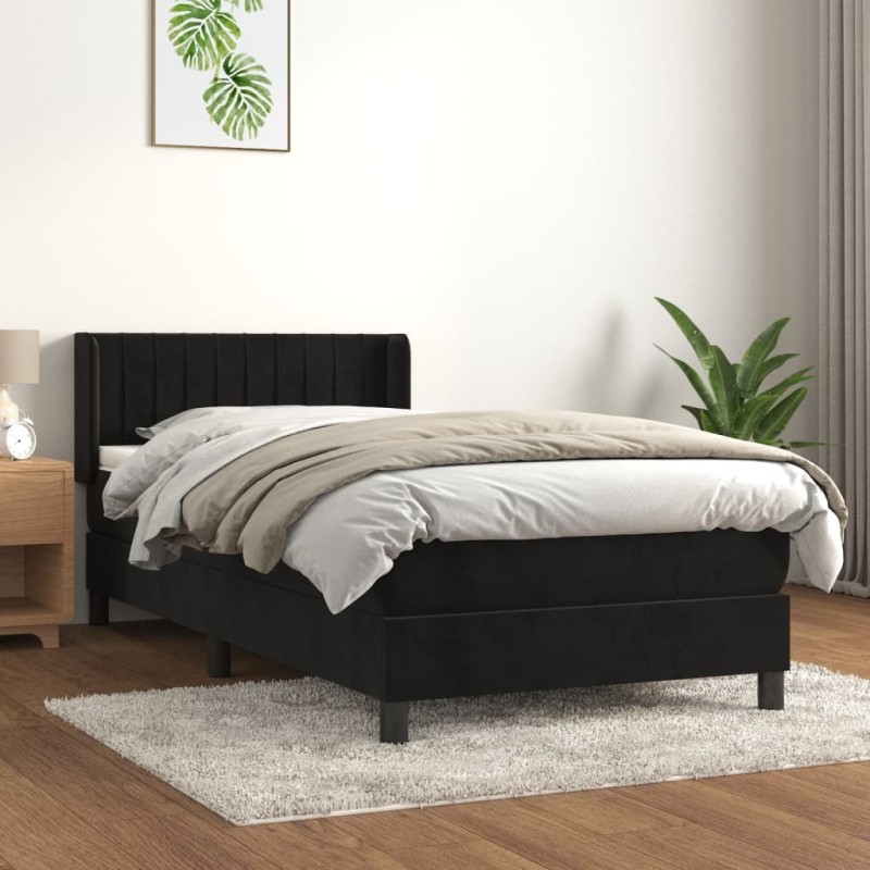 Boxspringbett mit Matratze Schwarz 100x200 cm Samt