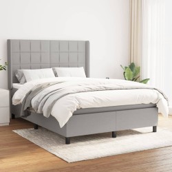 Boxspringbett mit Matratze Hellgrau 140x200 cm Stoff