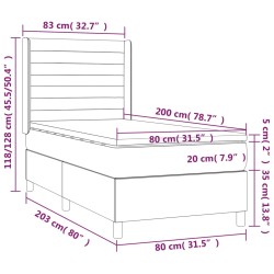 Boxspringbett mit Matratze Schwarz 80x200 cm Stoff