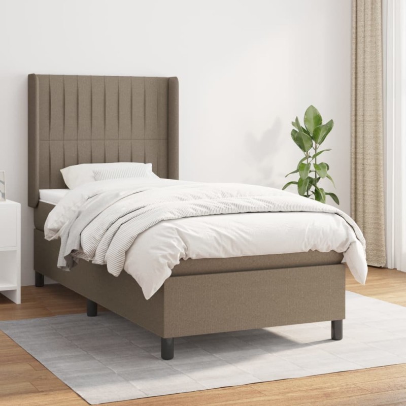 Boxspringbett mit Matratze Taupe 90x190 cm Stoff