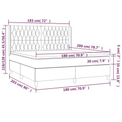 Boxspringbett mit Matratze Schwarz 180x200 cm Stoff