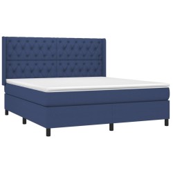 Boxspringbett mit Matratze Blau 160x200 cm Stoff