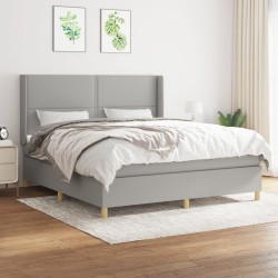 Boxspringbett mit Matratze Hellgrau 180x200 cm Stoff