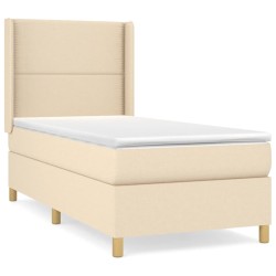 Boxspringbett mit Matratze Creme 90x190 cm Stoff