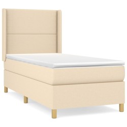 Boxspringbett mit Matratze Creme 90x200 cm Stoff