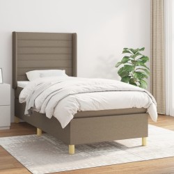 Boxspringbett mit Matratze Taupe 90x200 cm Stoff