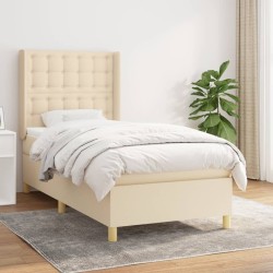 Boxspringbett mit Matratze Creme 90x190 cm Stoff