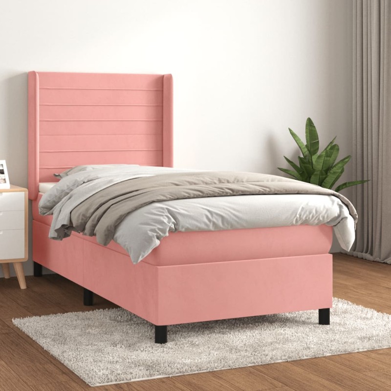 Boxspringbett mit Matratze Rosa 90x200 cm Samt