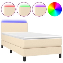 Boxspringbett mit Matratze & LED Creme 80x200 cm Stoff