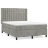 Boxspringbett mit Matratze Hellgrau 140x200 cm Samt