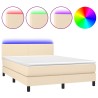 Boxspringbett mit Matratze & LED Creme 140x190 cm Stoff