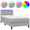 Boxspringbett mit Matratze & LED Hellgrau 80x200 cm Stoff