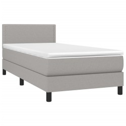 Boxspringbett mit Matratze & LED Hellgrau 80x200 cm Stoff