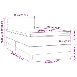 Boxspringbett mit Matratze & LED Hellgrau 80x200 cm Stoff