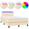 Boxspringbett mit Matratze & LED Creme 120x200 cm Stoff