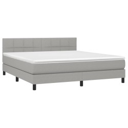 Boxspringbett mit Matratze & LED Hellgrau 180x200 cm Stoff