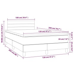 Boxspringbett mit Matratze & LED Hellgrau 120x200 cm Stoff