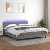 Boxspringbett mit Matratze & LED Dunkelgrau 180x200 cm Stoff