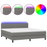 Boxspringbett mit Matratze & LED Dunkelgrau 180x200 cm Stoff