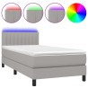 Boxspringbett mit Matratze & LED Hellgrau 90x190 cm Stoff