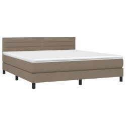 Boxspringbett mit Matratze & LED Taupe 160x200 cm Stoff