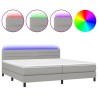 Boxspringbett mit Matratze & LED Hellgrau 200x200 cm Stoff