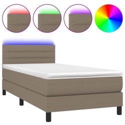 Boxspringbett mit Matratze & LED Taupe 90x200 cm Stoff