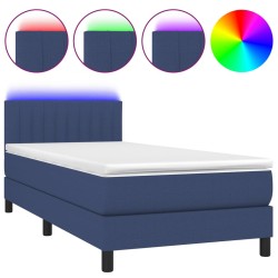 Boxspringbett mit Matratze & LED Blau 80x200 cm Stoff