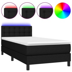 Boxspringbett mit Matratze & LED Schwarz 100x200 cm Stoff