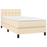 Boxspringbett mit Matratze & LED Creme 80x200 cm Stoff