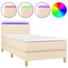 Boxspringbett mit Matratze & LED Creme 100x200 cm Stoff