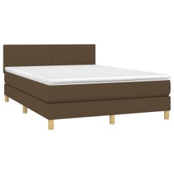 Boxspringbett mit Matratze & LED Dunkelbraun 140x190 cm Stoff