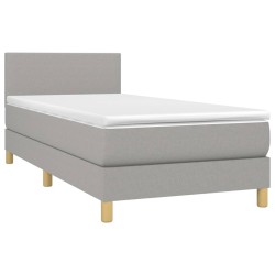 Boxspringbett mit Matratze & LED Hellgrau 100x200 cm Stoff