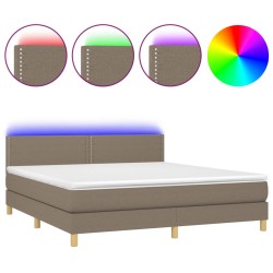 Boxspringbett mit Matratze & LED Taupe 160x200 cm Stoff